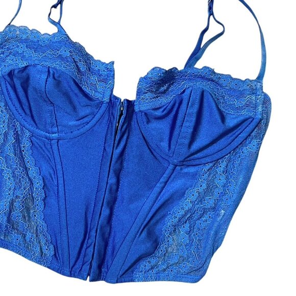 Edikted Blue Lace Tie Sheer‎ Corset - Picture 2 of 4